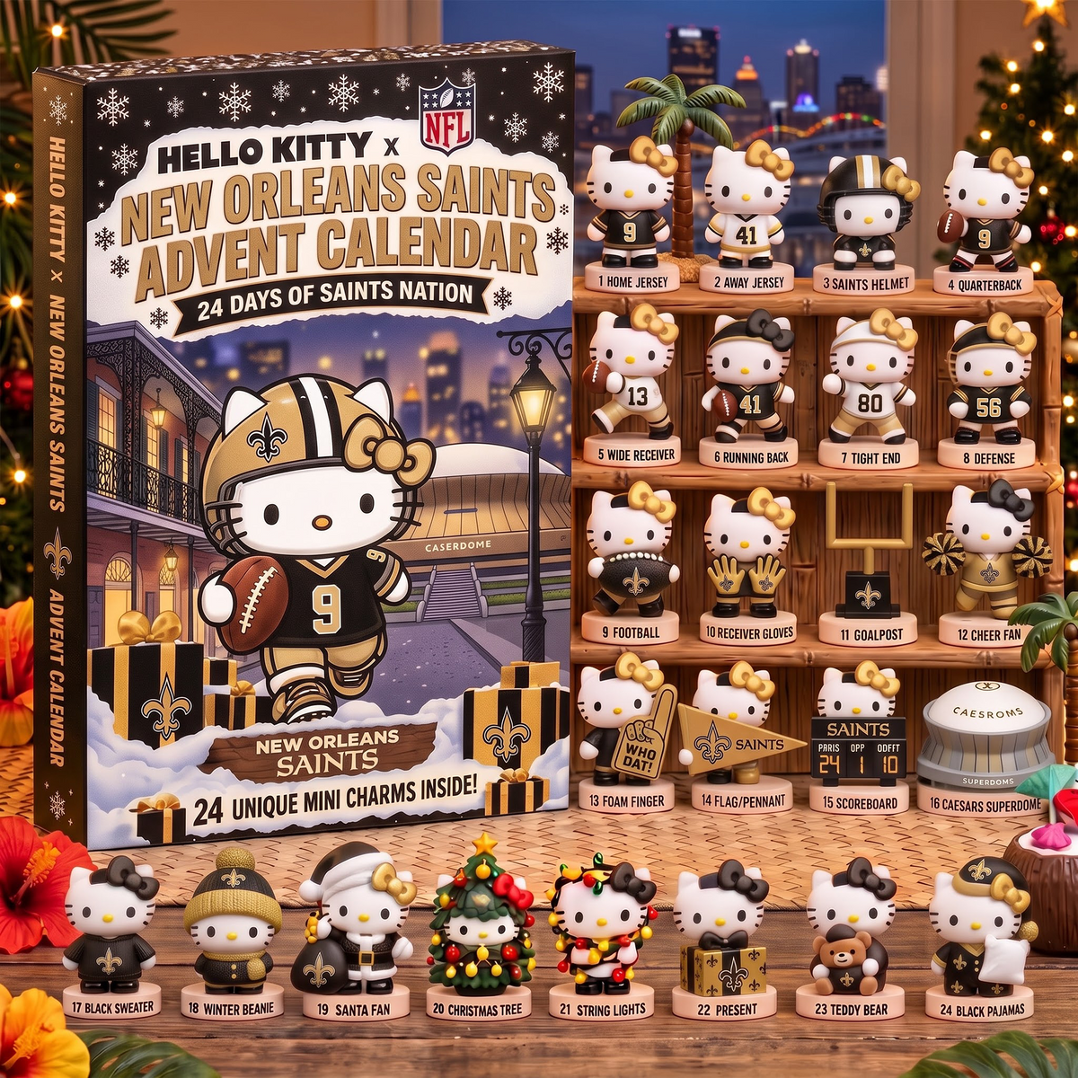 NO X Hello Kitty x NFL Christmas Advent Calendar - 24 Days Mini Figure Gift Set