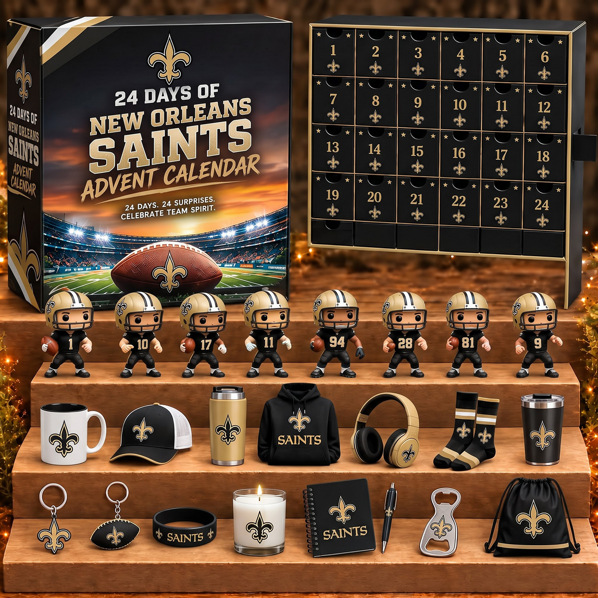 NO X NFL Personalized 24 Days Of American Football Advent Calendar Blink Box