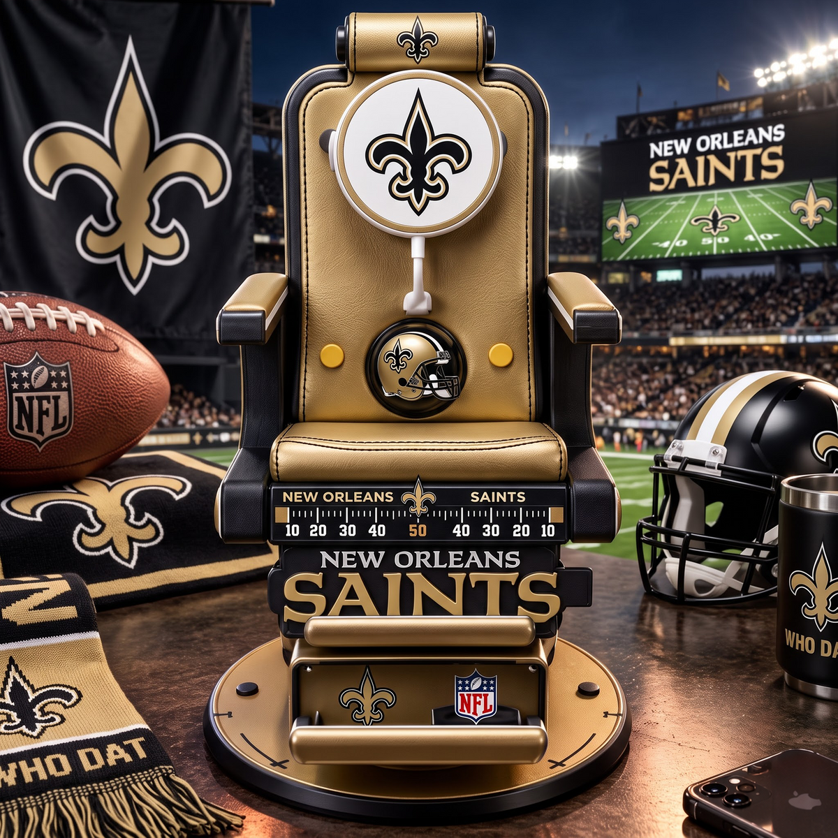 NO X Personalized NFL Fan Barber Chair Desk Phone Stand