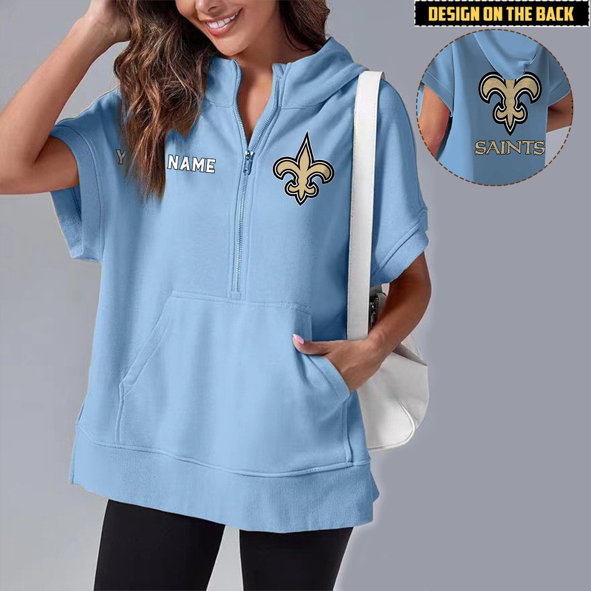 NO x NFL Short Sleeve Zip Hoodie DATND TANTD