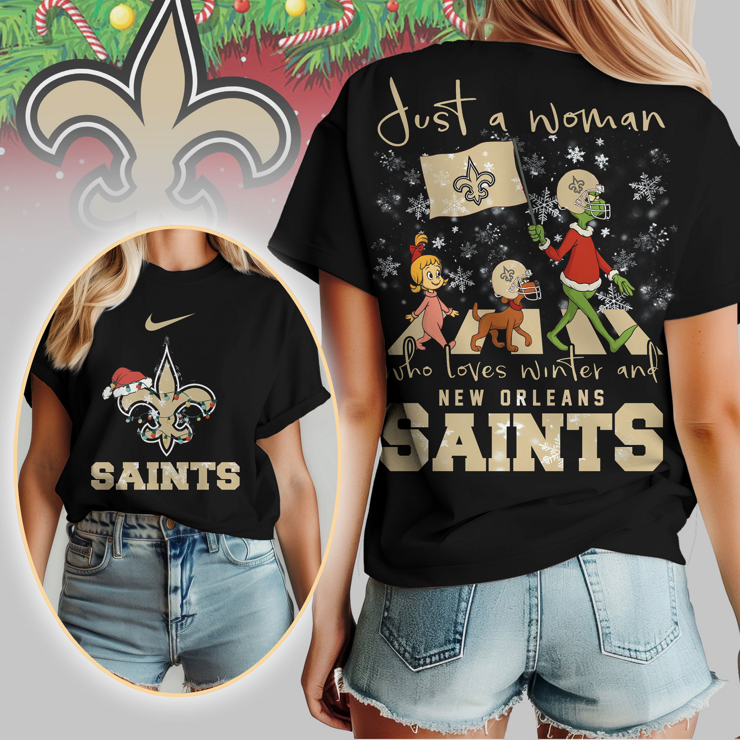 NOS Premium NFL Just A Woman Who Loves Winter 3D Shirt DDT CTND
