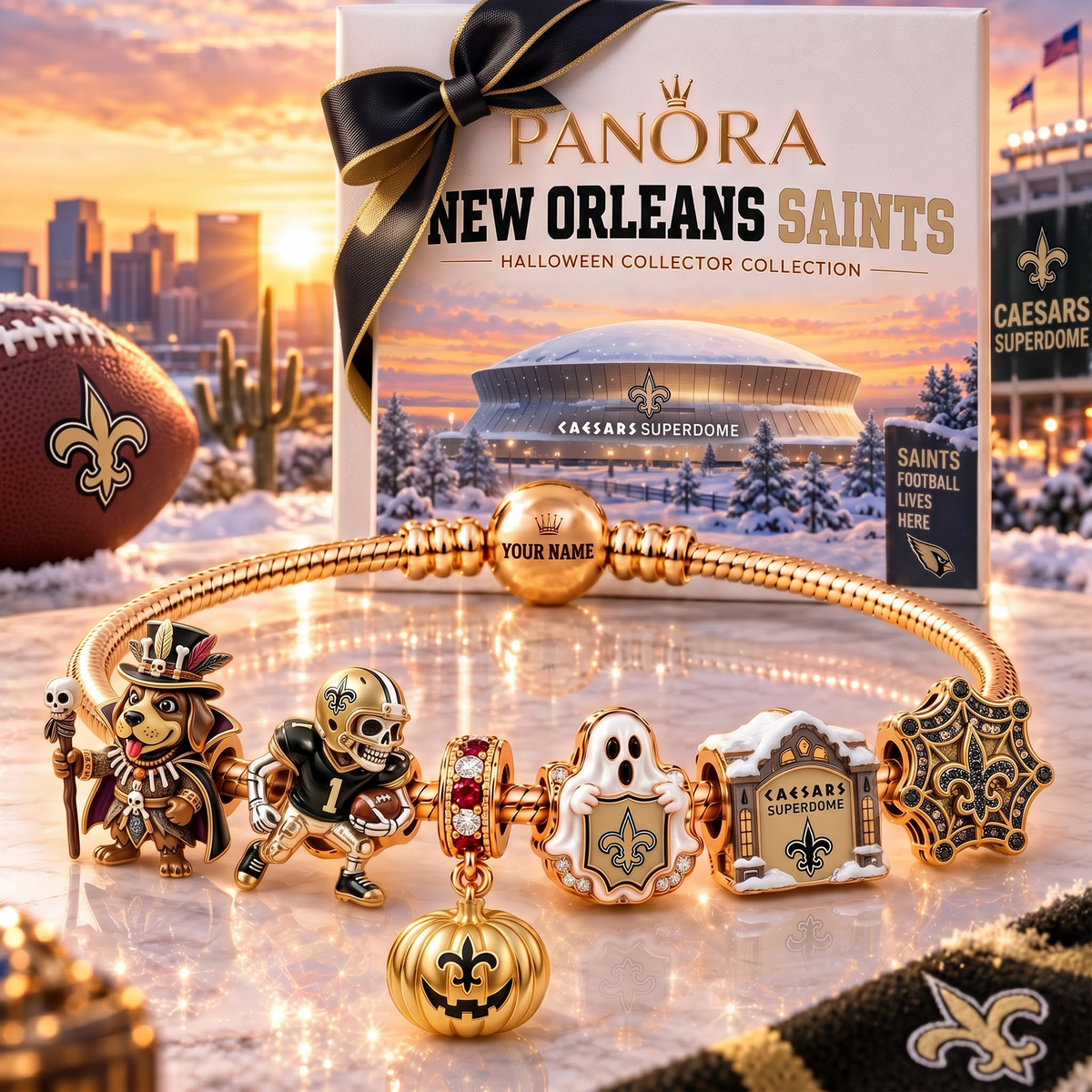 NOS x Luxury NFL Gold Charm Halloween Bracelet