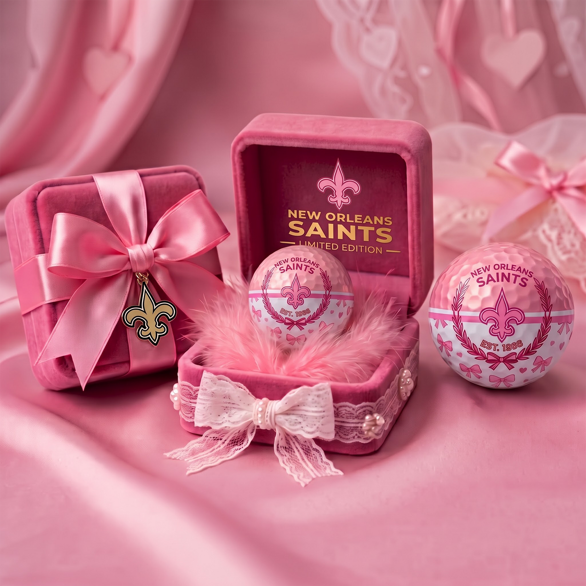 NOS x NFL Coquette Pink Velvet Golf Ball Gift Set
