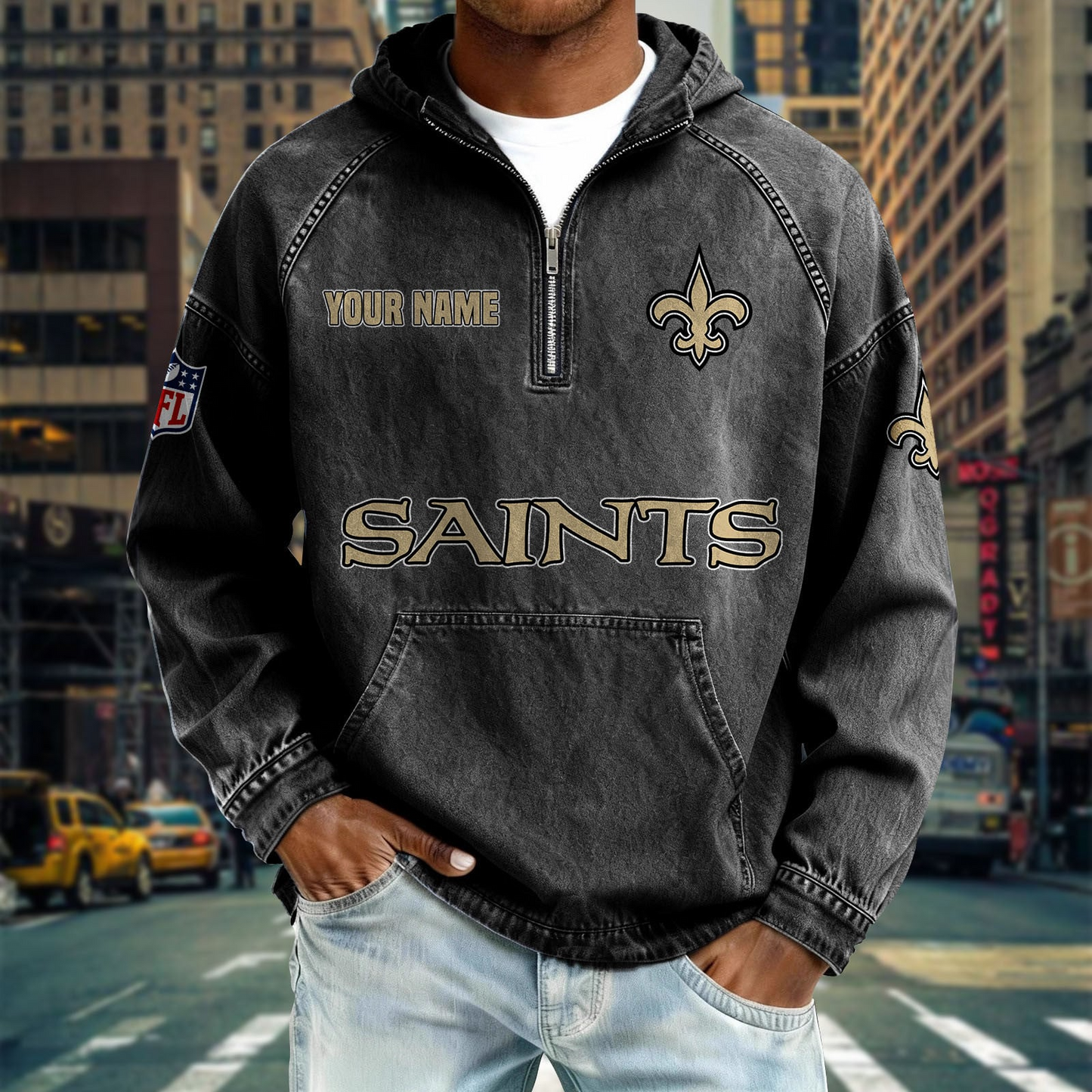 NOS x NFL Denim Long - Sleeved Hooded Sweatshirt DDT NTL