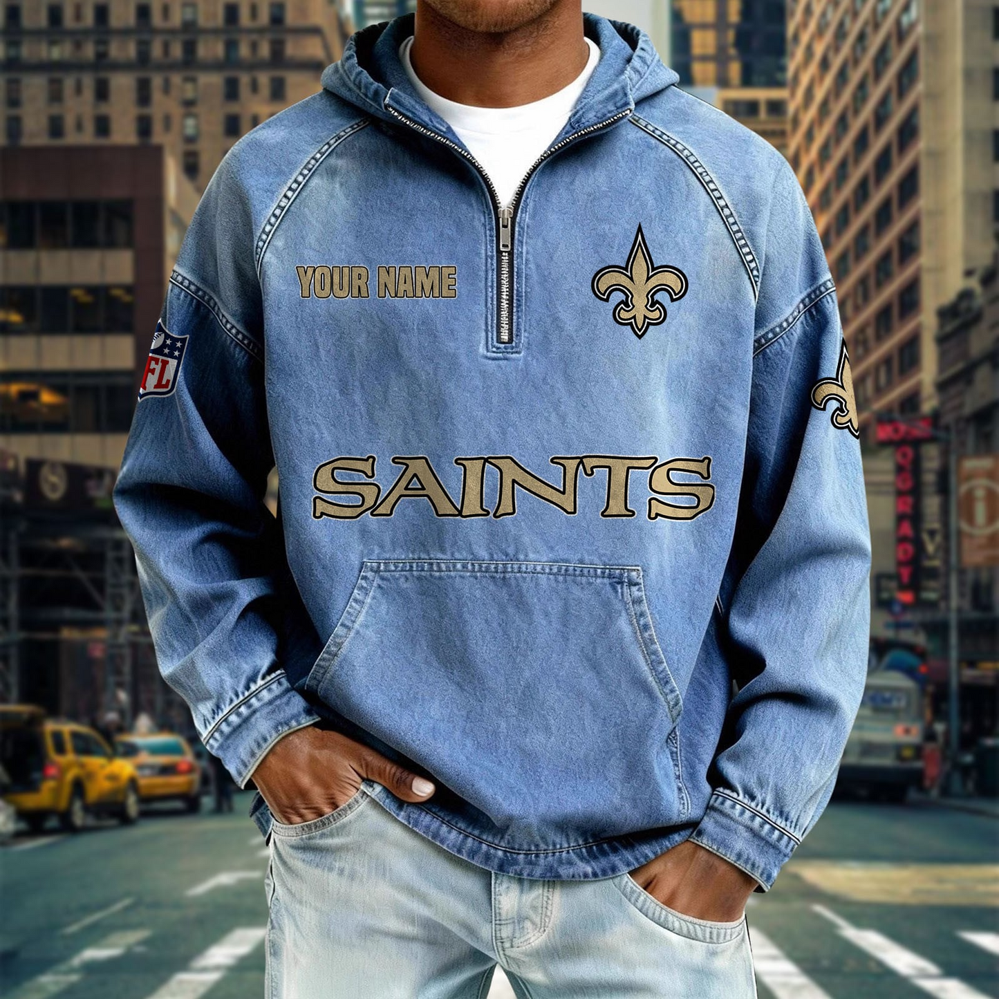 NOS x NFL Denim Long - Sleeved Hooded Sweatshirt DDT NTL