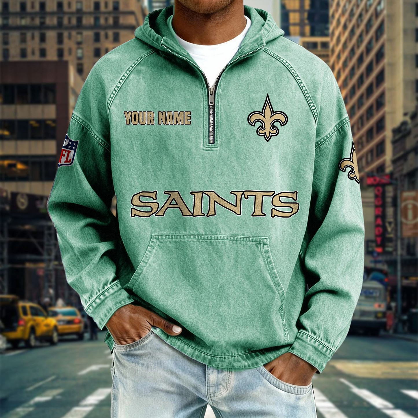 NOS x NFL Denim Long - Sleeved Hooded Sweatshirt DDT NTL