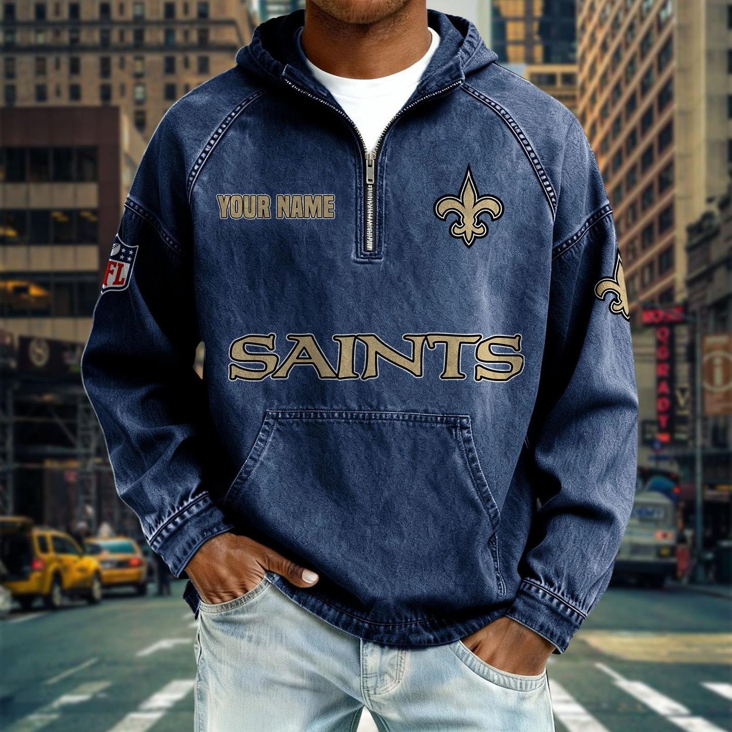 NOS x NFL Denim Long - Sleeved Hooded Sweatshirt DDT NTL