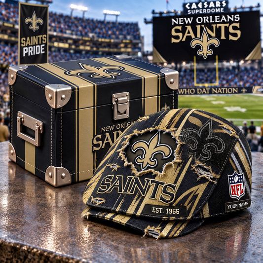 NOS x NFL Distressed Flat Cap Set with Luxury Storage Box