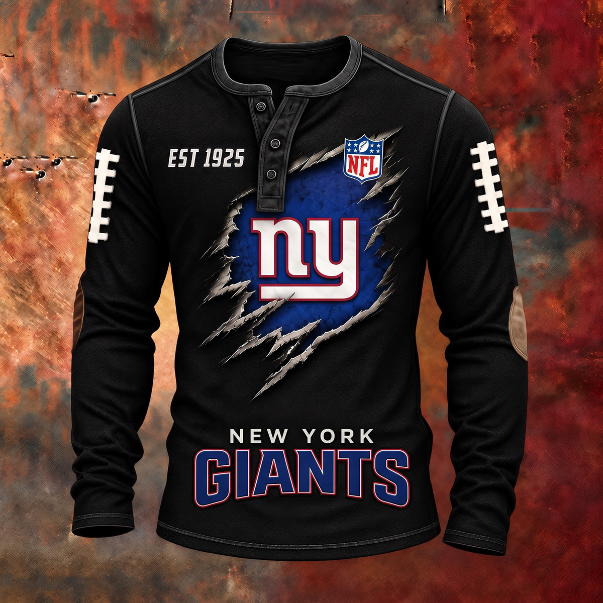 NYG X PREMIUM NFL Distressed Long Sleeve Jersey 1709 V2