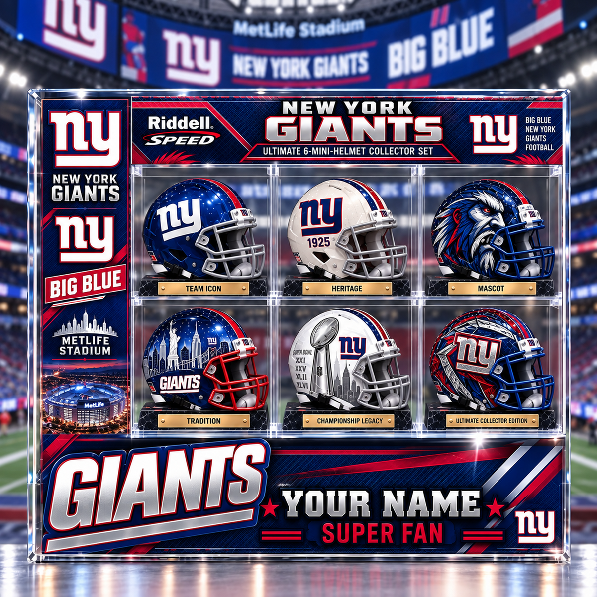 NYG x Custom NFL Team Riddell Speed Ultimate 6-Mini-Helmet Collector Set