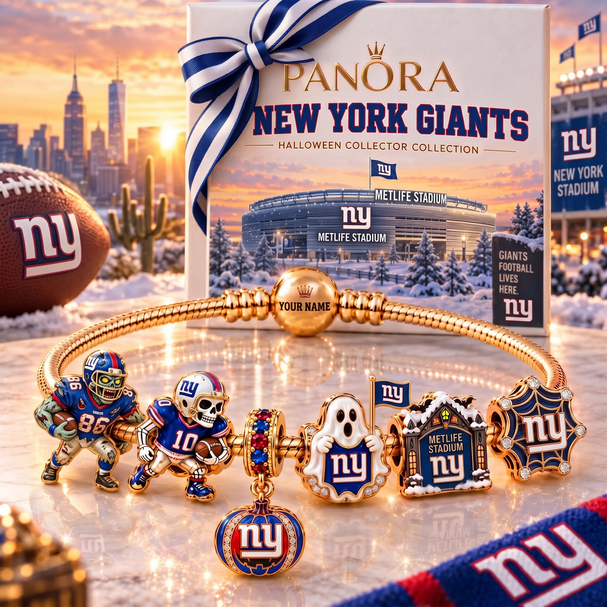 NYG x Luxury NFL Gold Charm Halloween Bracelet