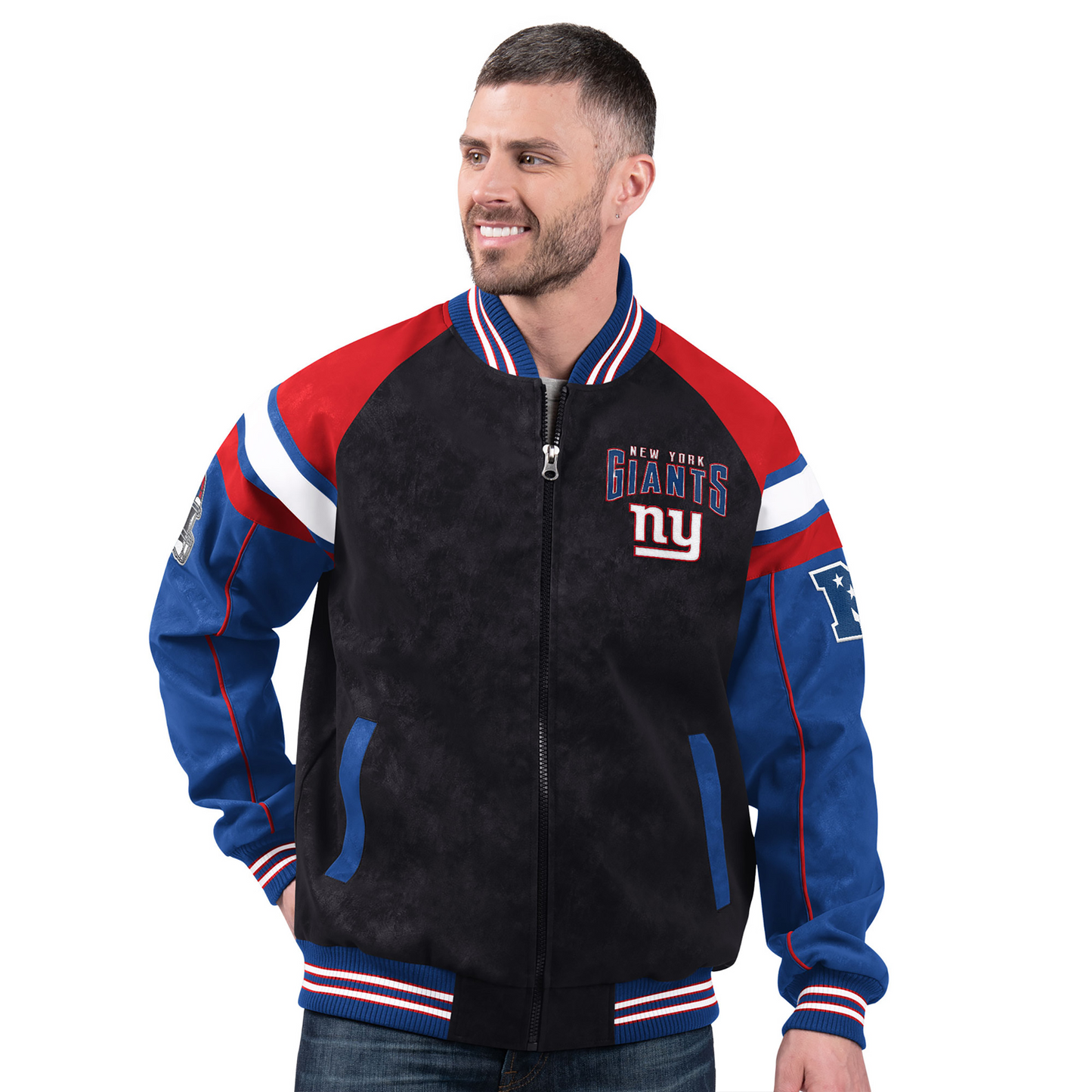 NYG x NFL Officially Licensed Faux Suede Jacket DATND TANTD