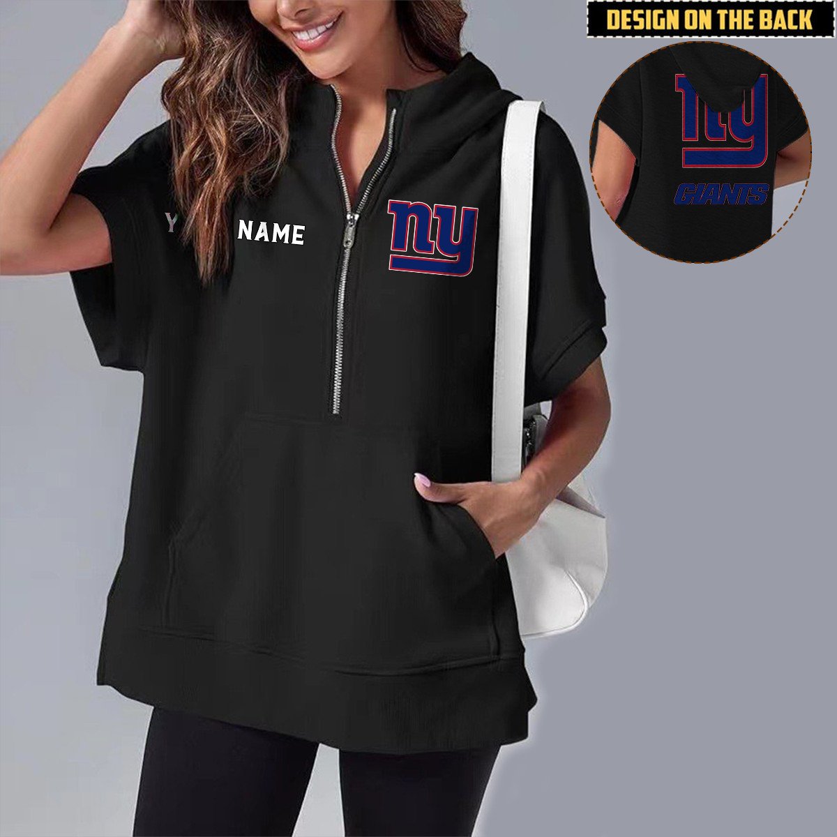 NYG x NFL Short Sleeve Zip Hoodie DATND TANTD