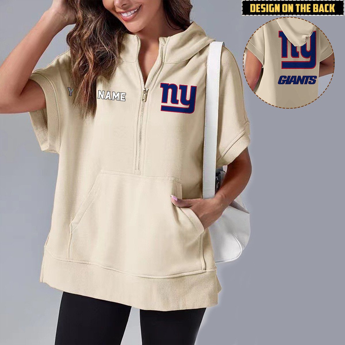 NYG x NFL Short Sleeve Zip Hoodie DATND TANTD