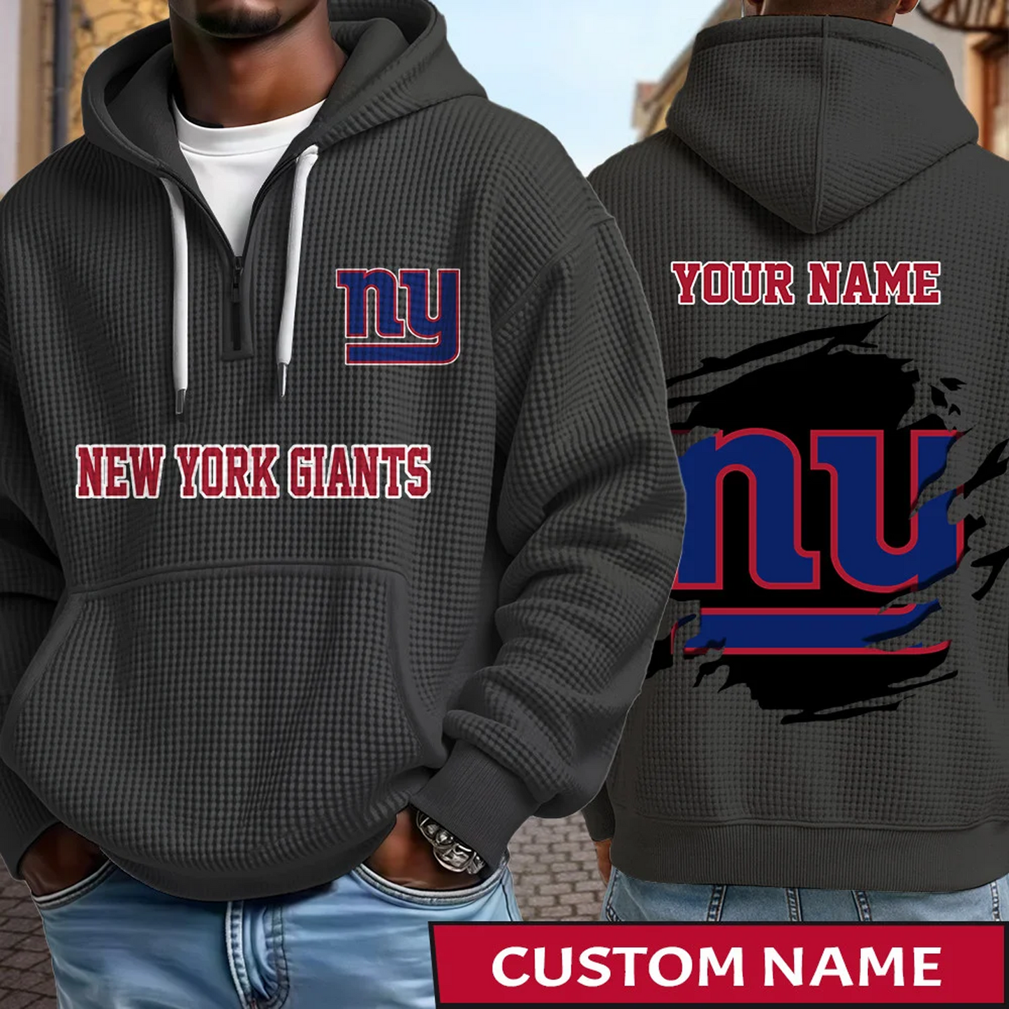 NYG x NFL Waffle Half Zip Hoodie DATND TANTD