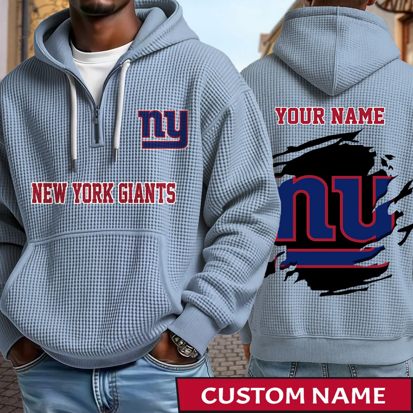 NYG x NFL Waffle Half Zip Hoodie DATND TANTD