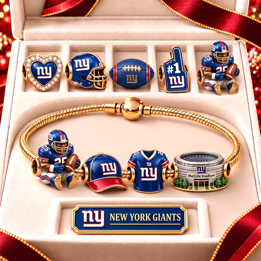 NYG x Premium NFL Fan Charm Bracelet - Pandora Style Sports Charm Set