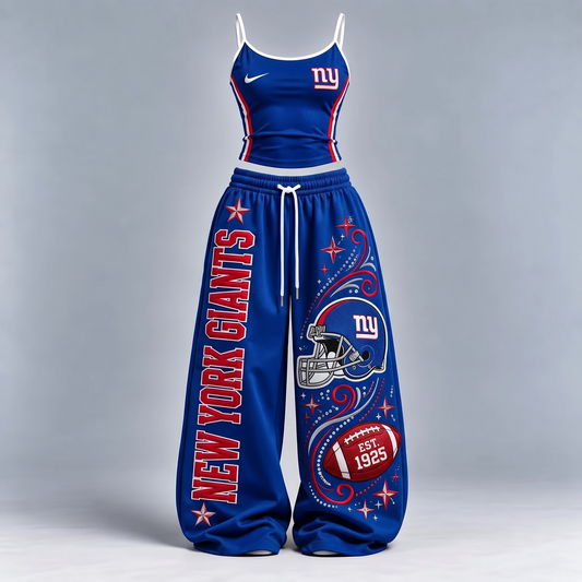 NYG x Premium NFL Sports-Inspired Cami & Wide-Leg Pants Set