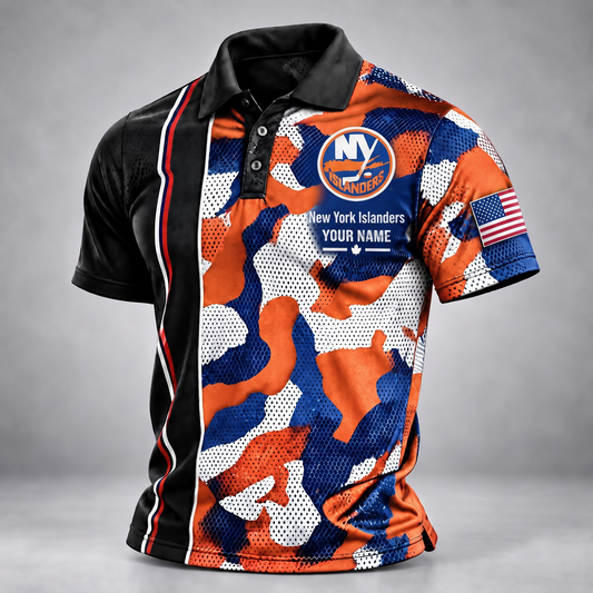 NYI x NHL x USVeteran Premium Personalized Polo Shirt