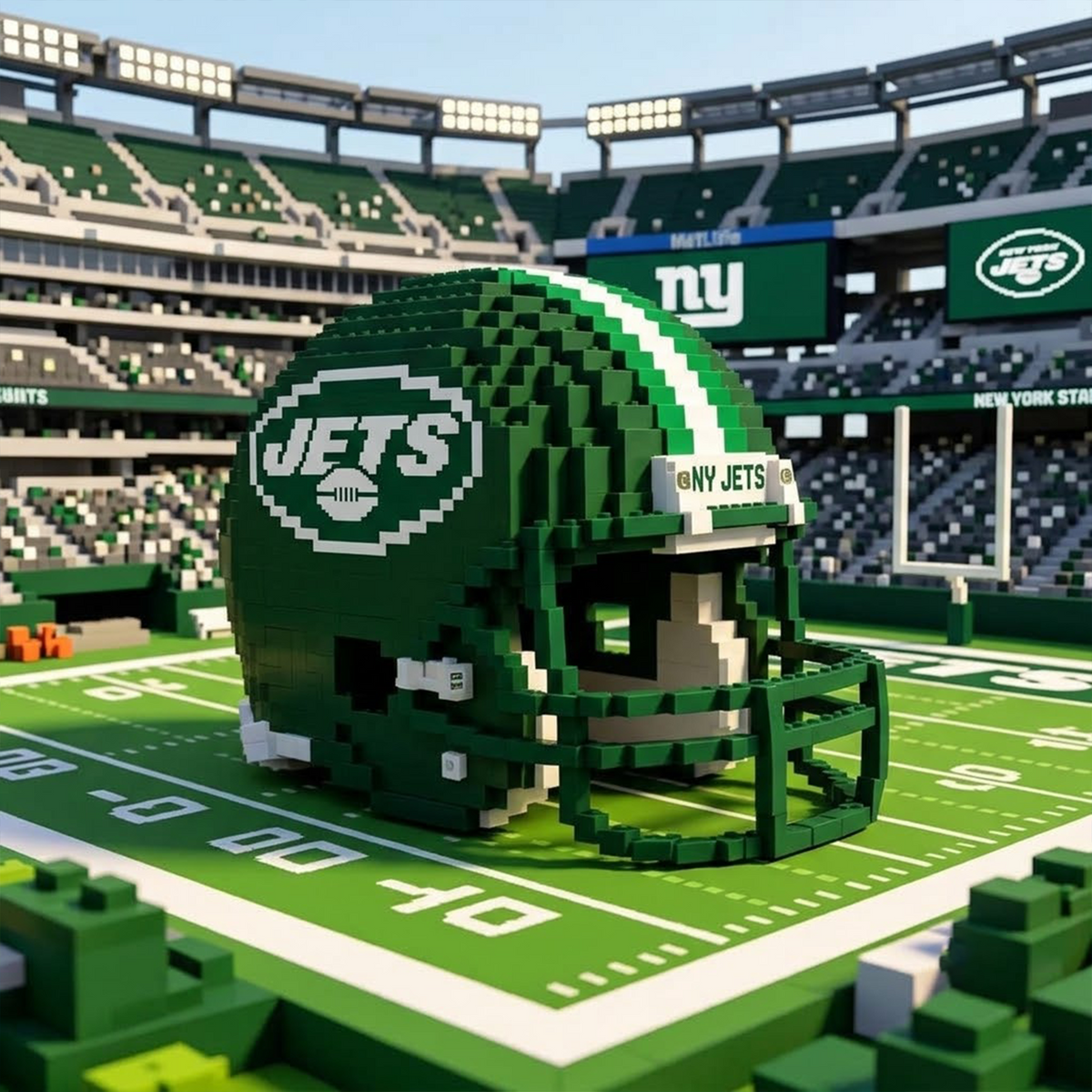 NYJ X Custom NFL Game Day Football Helmet Building Block Set