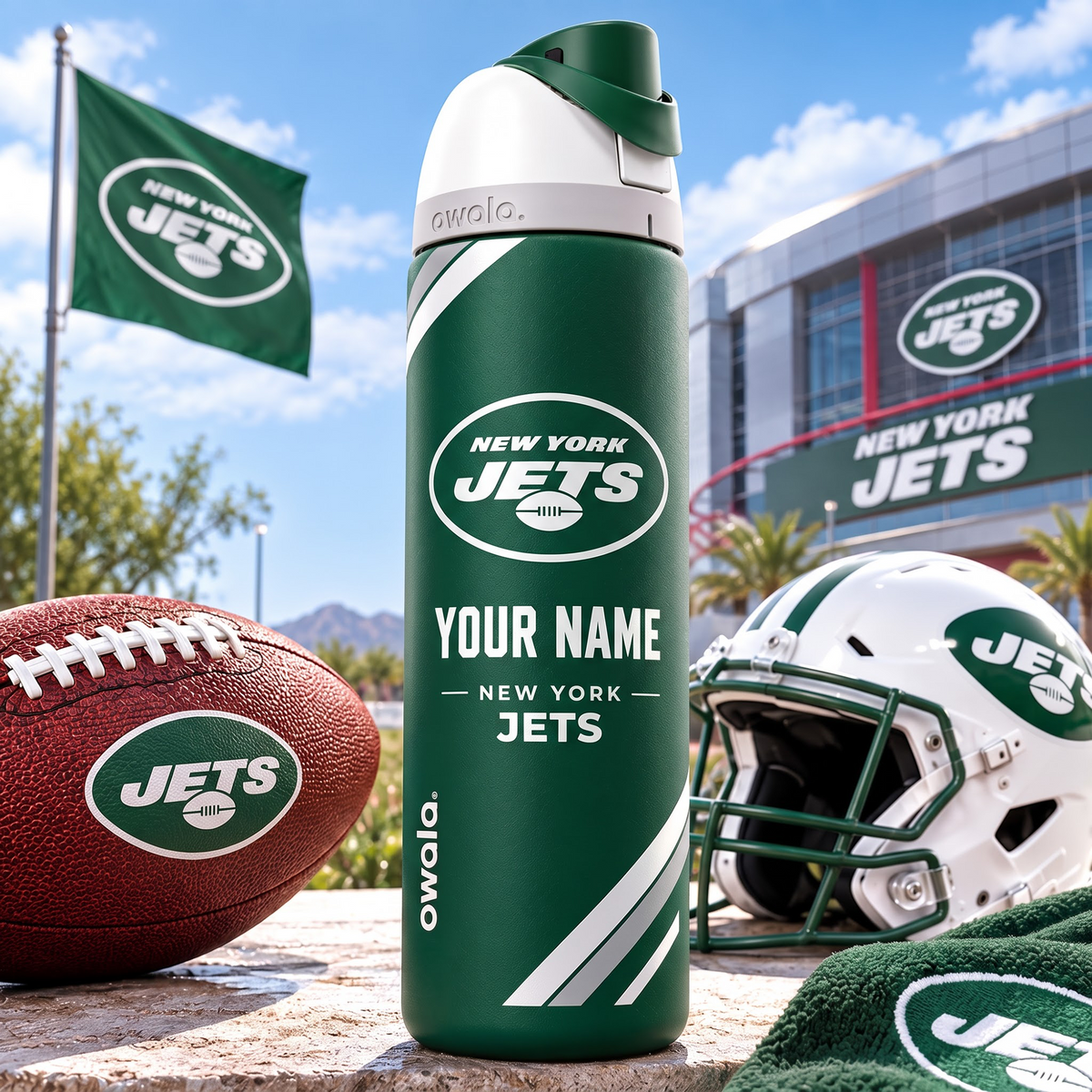 NYJ X Premium NFL Owala Water Bottle