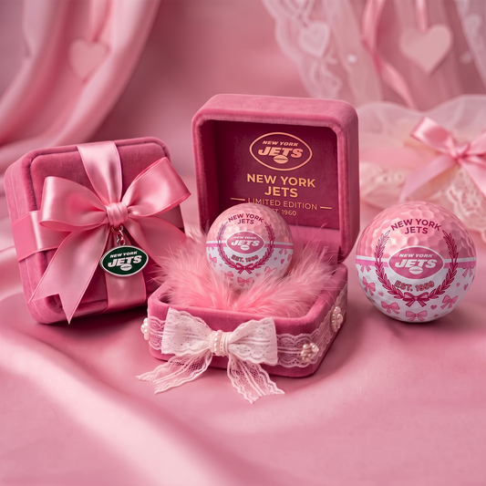 NYJ x NFL Coquette Pink Velvet Golf Ball Gift Set
