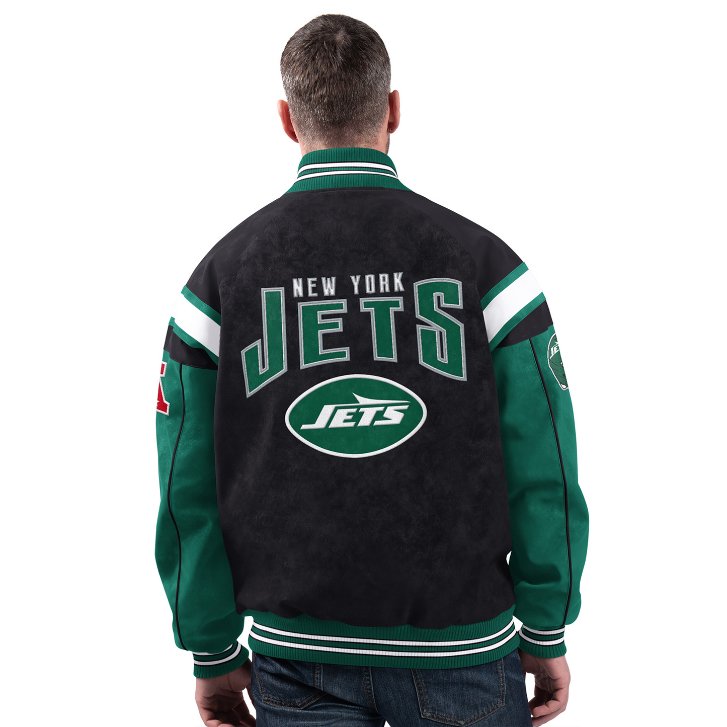 NYJ x NFL Officially Licensed Faux Suede Jacket DATND TANTD