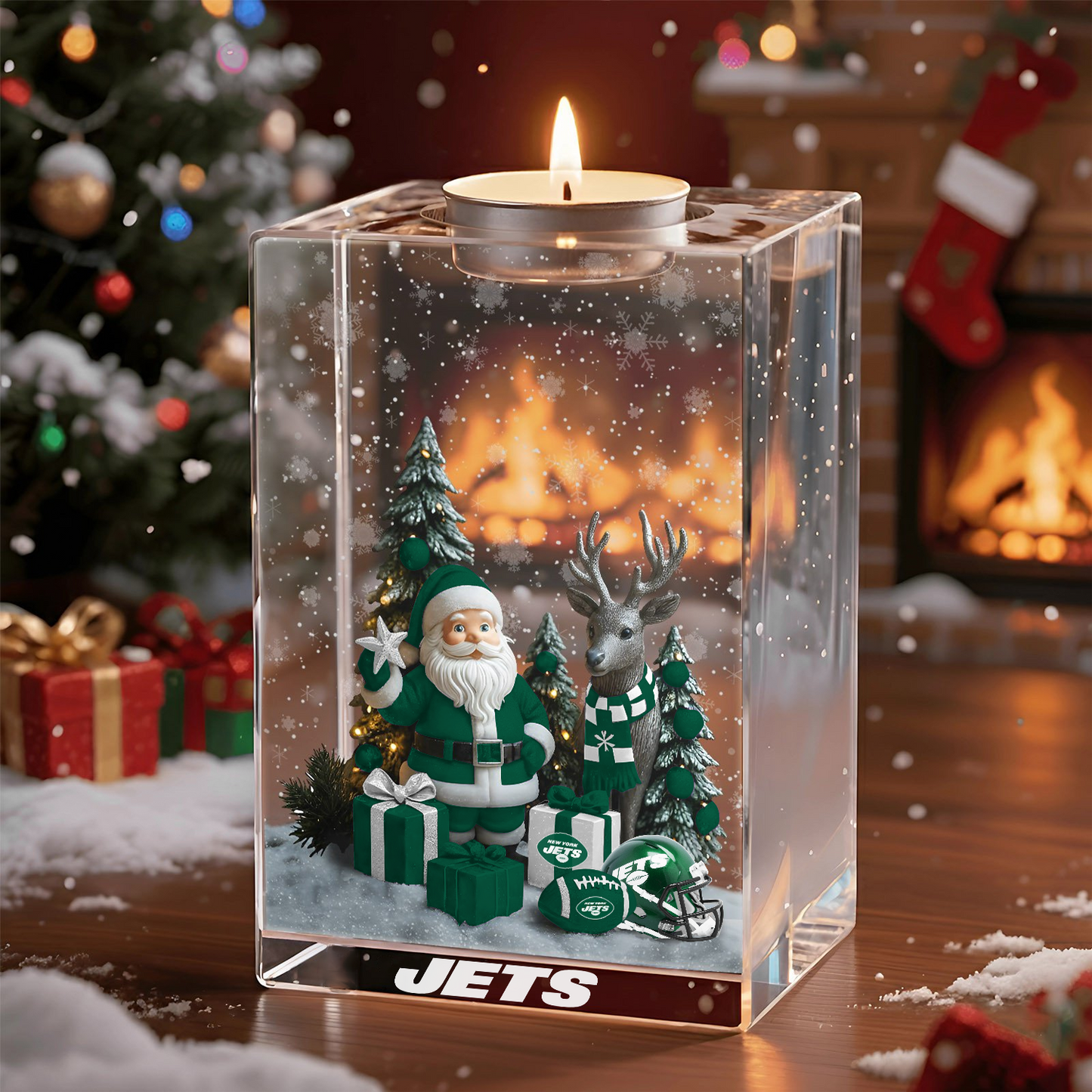 NYJ x NFL Personalized Christmas Crystal Candle Holder 2211 DatND DVT