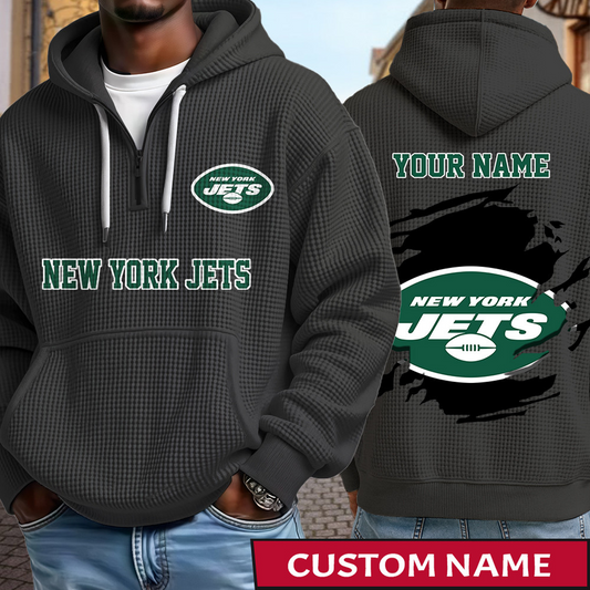 NYJ x NFL Waffle Half Zip Hoodie DATND TANTD