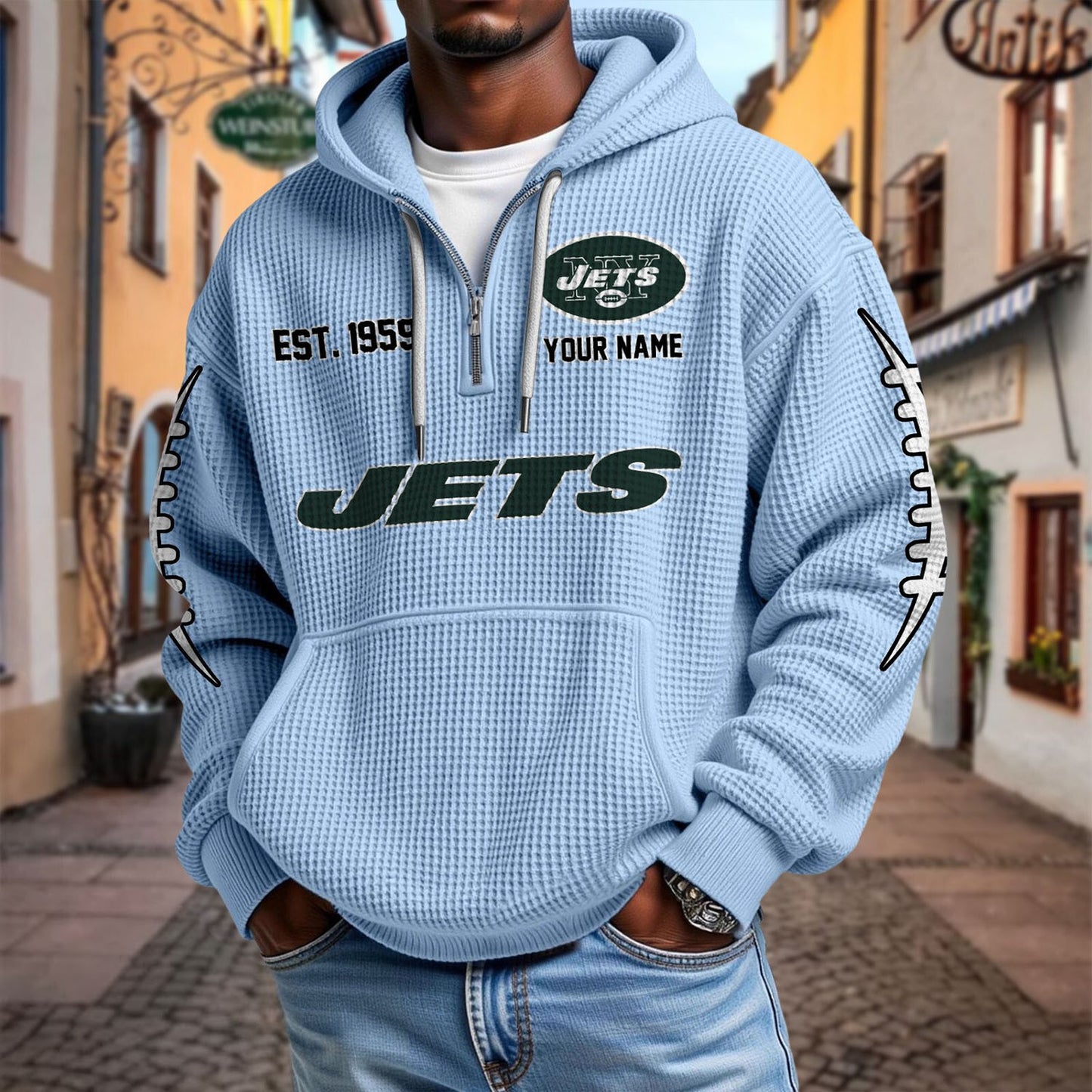 NYJ x NFL Waffle Hoodie DatND DVT