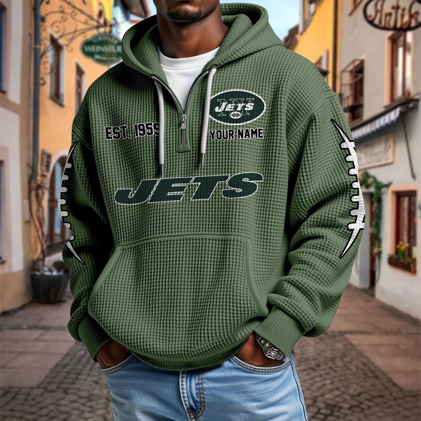 NYJ x NFL Waffle Hoodie DatND DVT