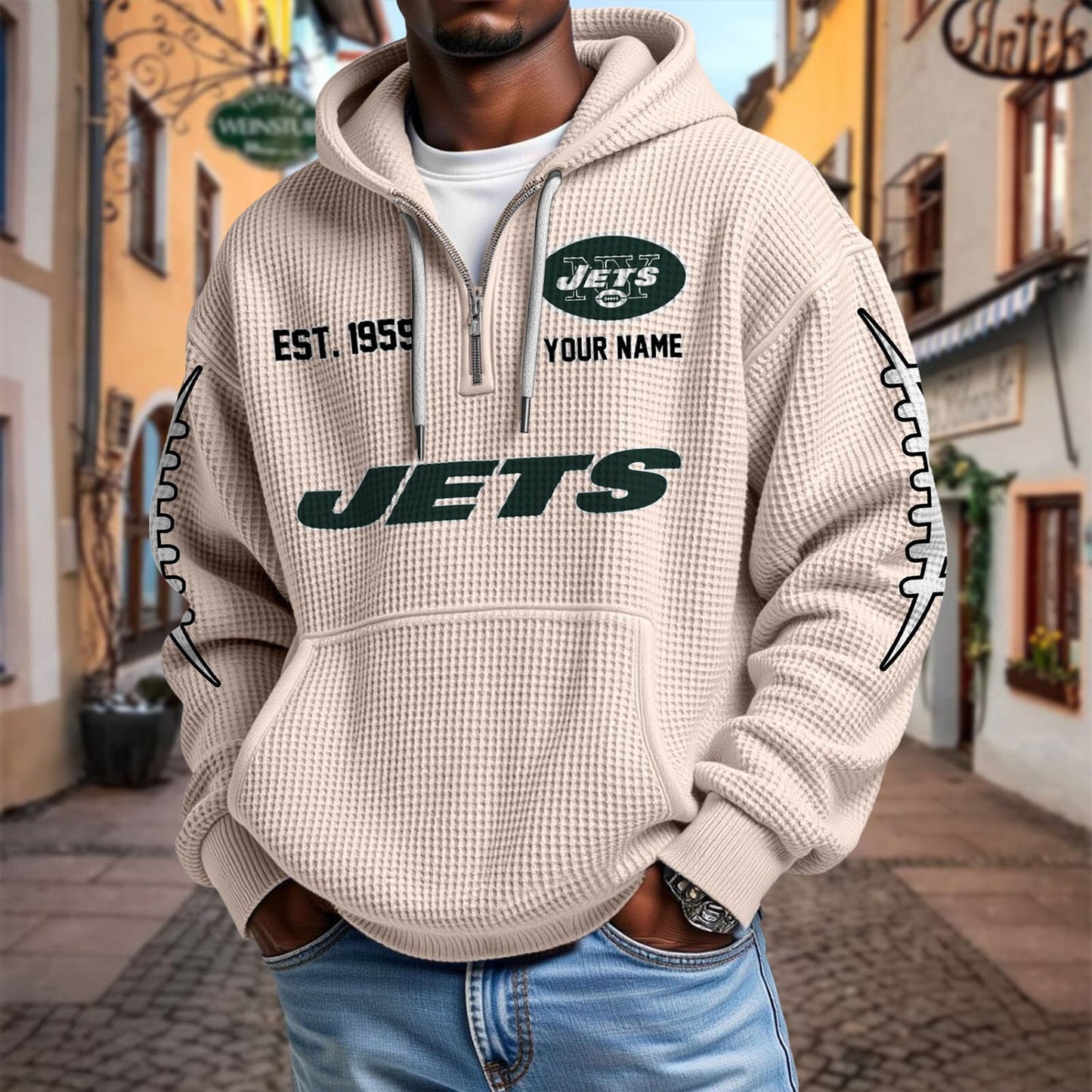 NYJ x NFL Waffle Hoodie DatND DVT
