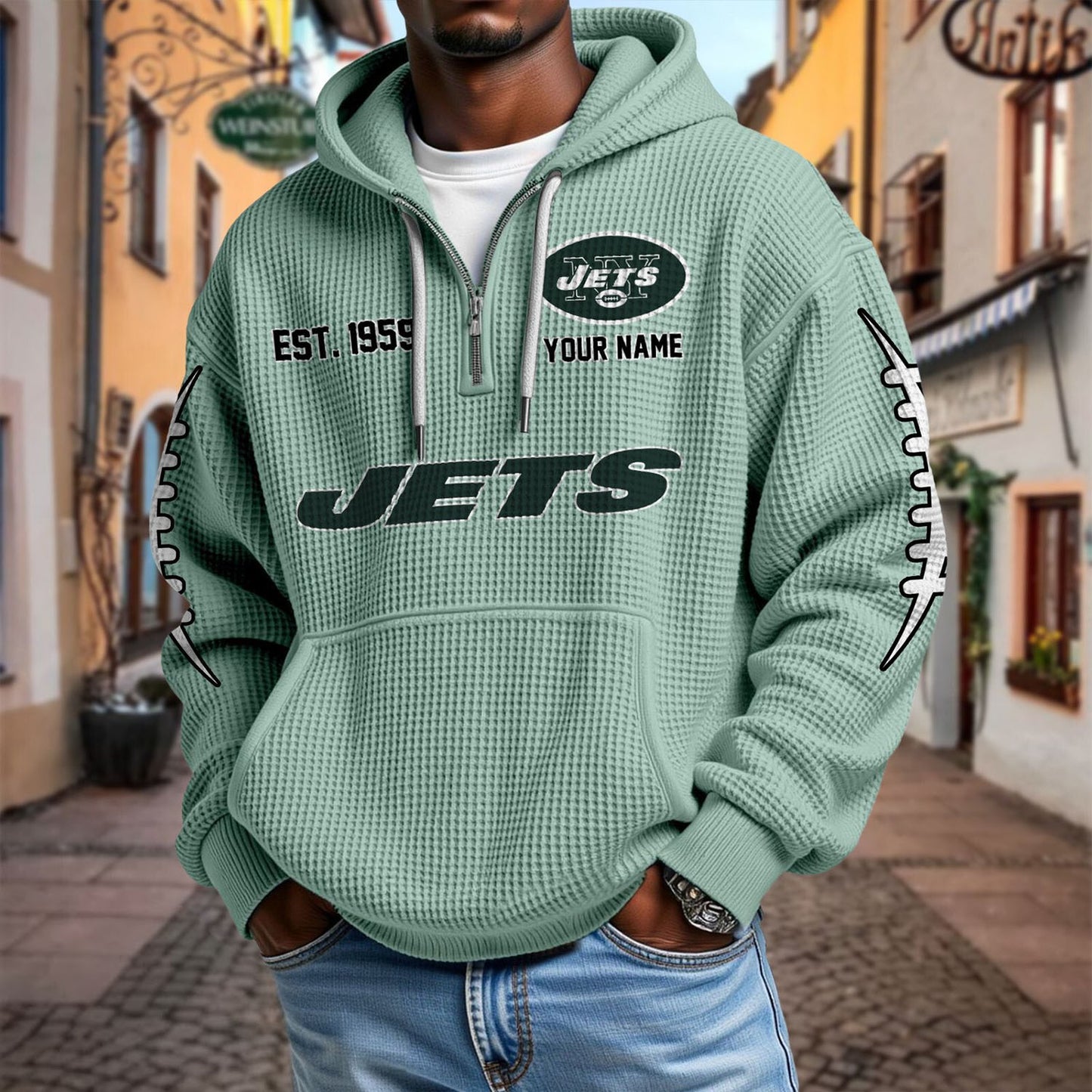 NYJ x NFL Waffle Hoodie DatND DVT