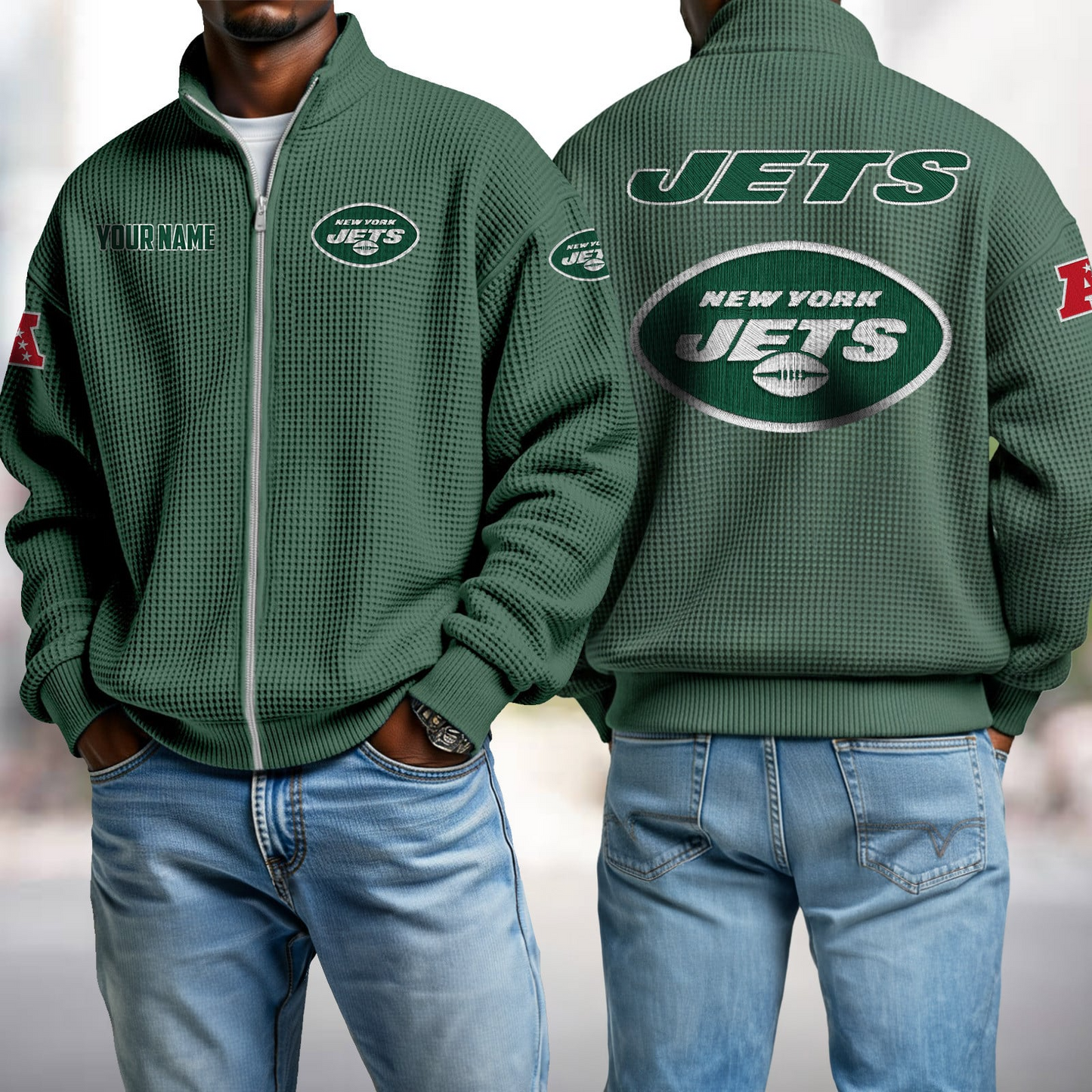 NYJ x NFL Waffle Zip-Up Sweatshirt DatND DVT