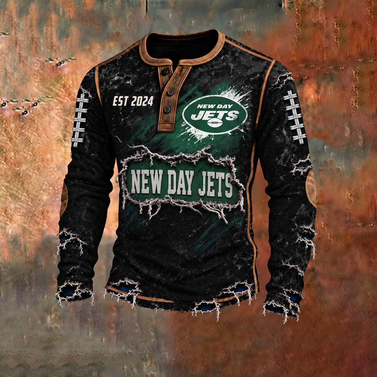 NYJ x PREMIUM NFL Distressed Long Sleeve Jersey