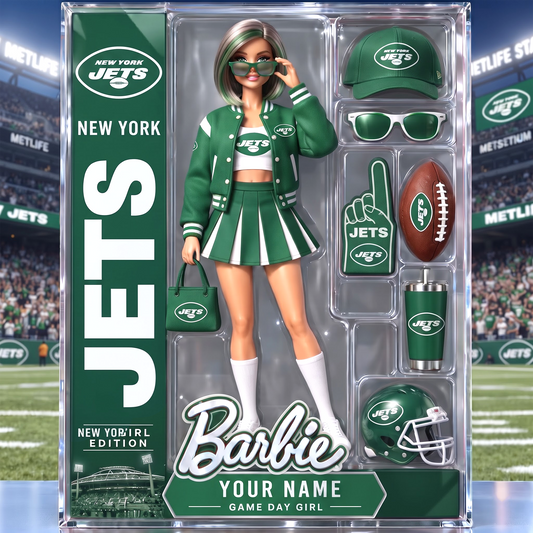 NYJ x Personalized NFL Ken Acrylic Block Plaque Action Figure Box