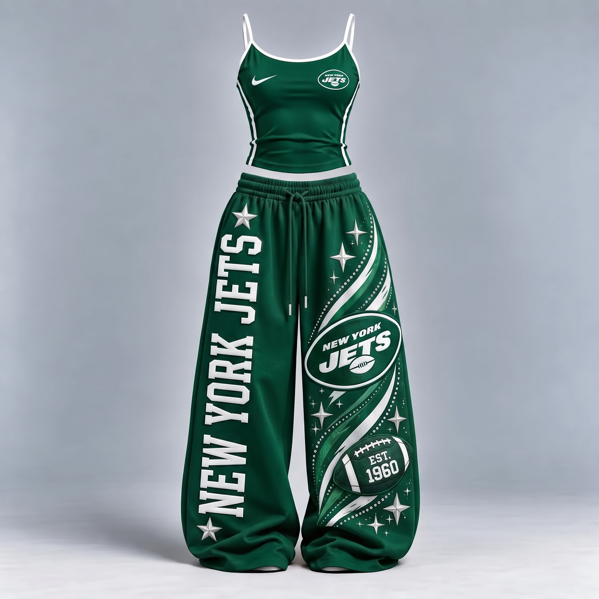 NYJ x Premium NFL Sports-Inspired Cami & Wide-Leg Pants Set