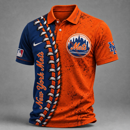 NYM X Premium MLB Baseball Stitch Polo Shirt