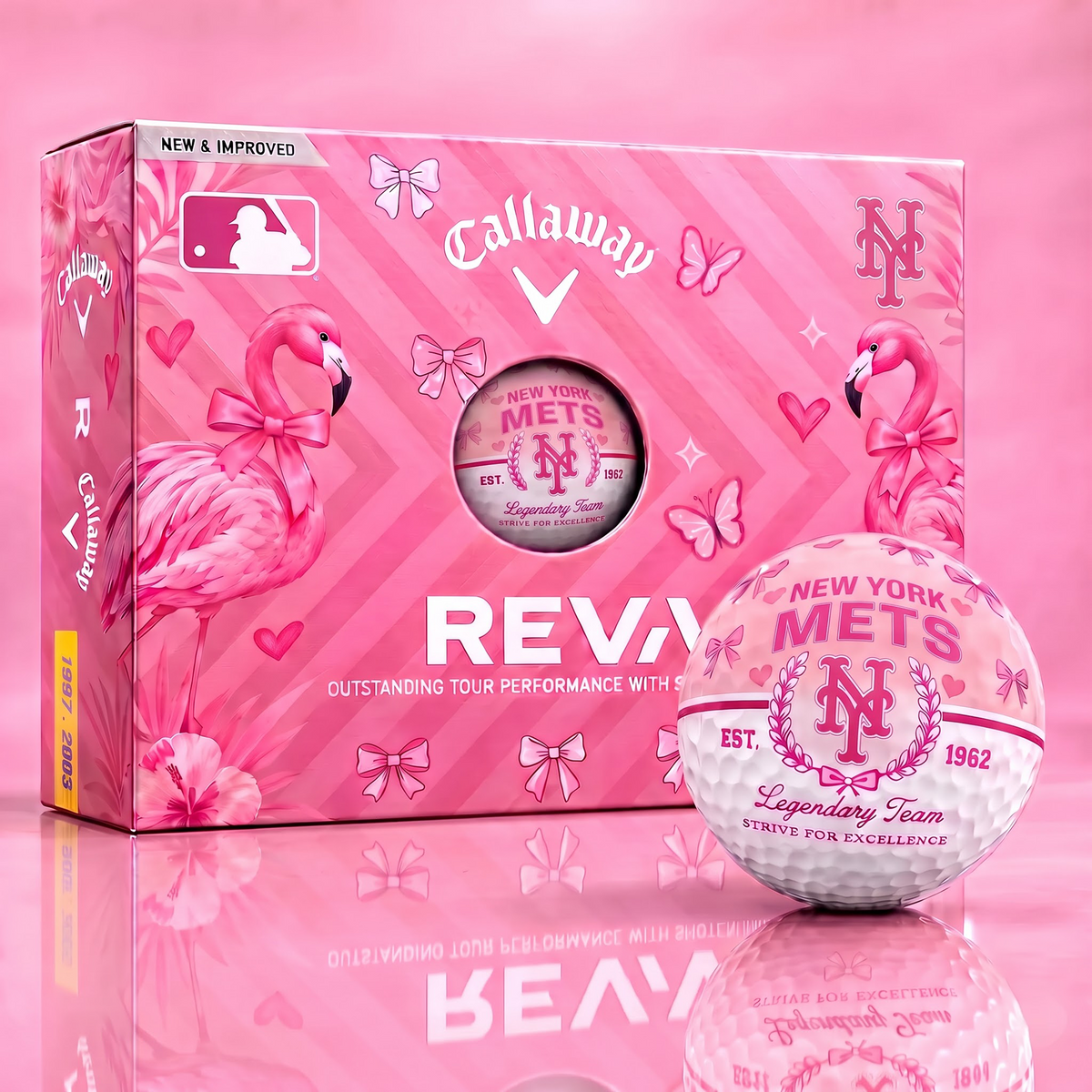 NYM x Custom MLB Pink Coquette Ladies Golf Balls