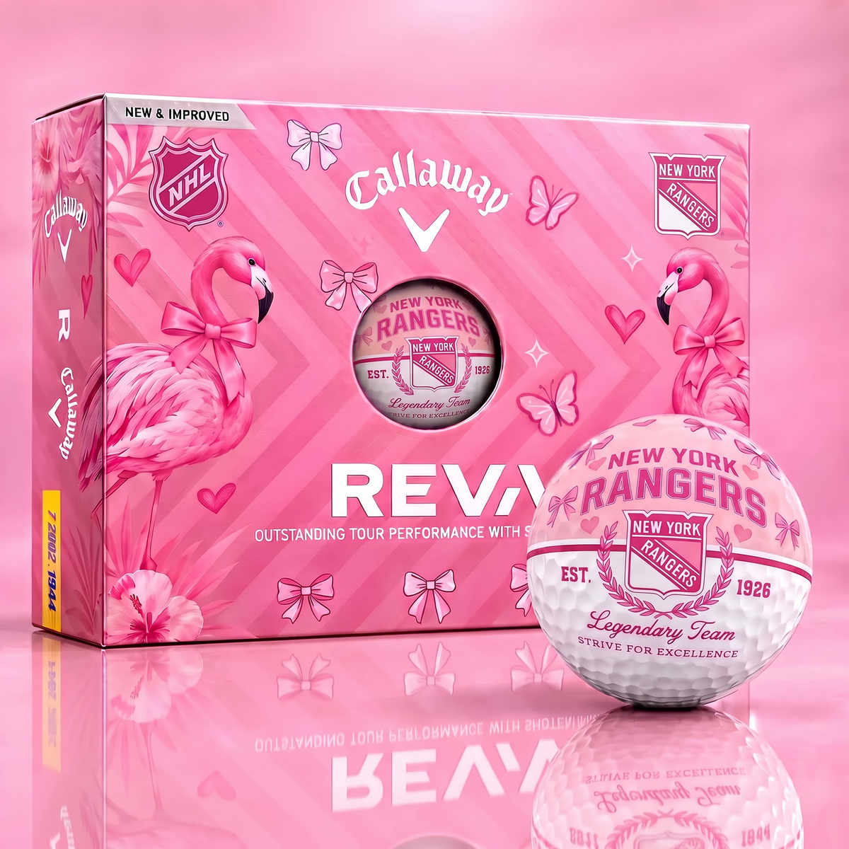 NYR x Custom NHL Pink Coquette Ladies Golf Balls