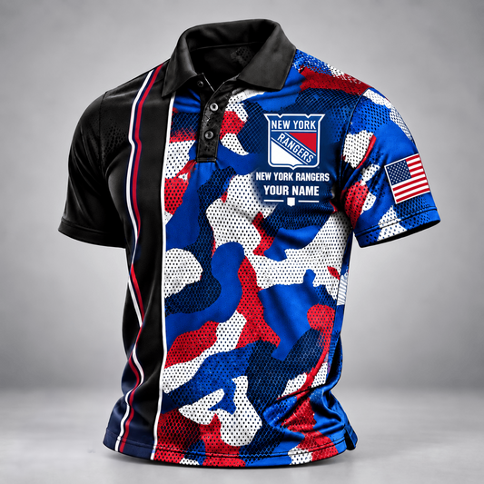 NYR x NHL x USVeteran Premium Personalized Polo Shirt