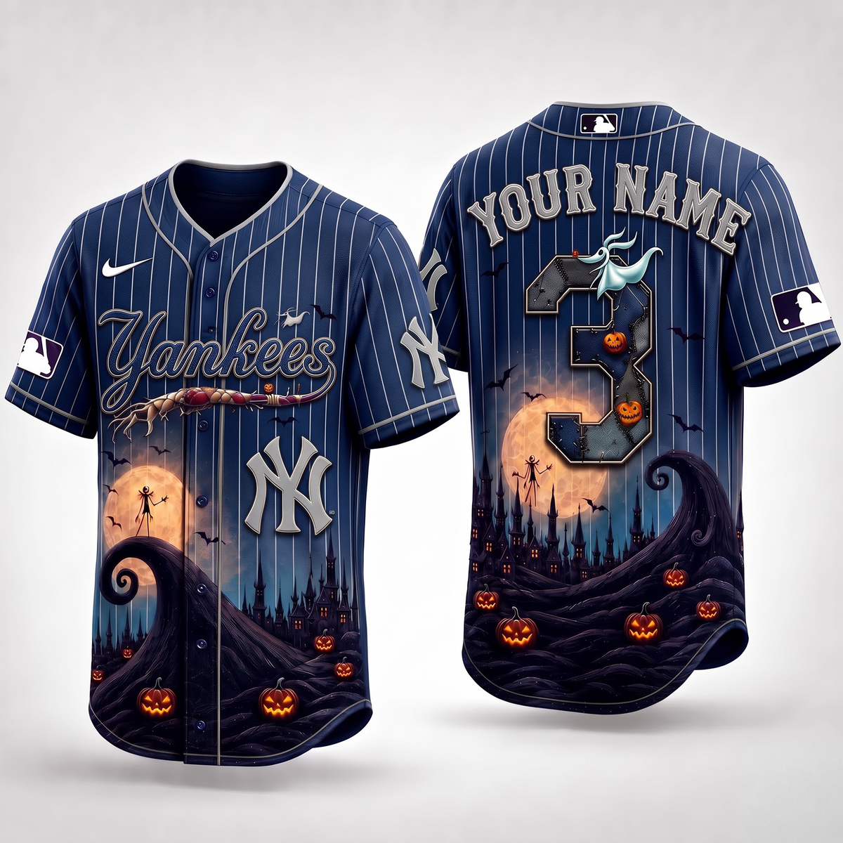 NYY X Premium MLB Haunted Moon Halloween Baseball Jersey