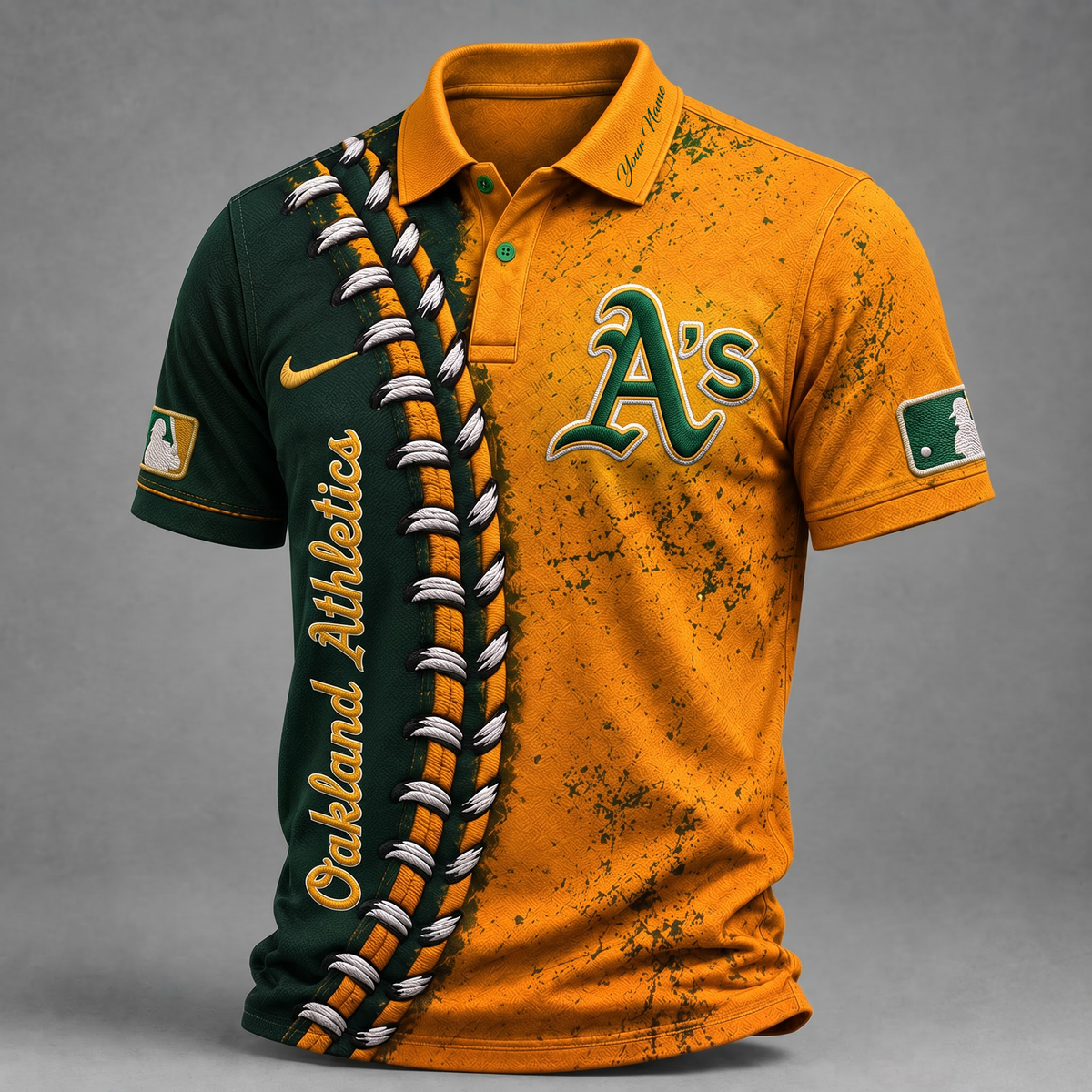 OAK X Premium MLB Baseball Stitch Polo Shirt
