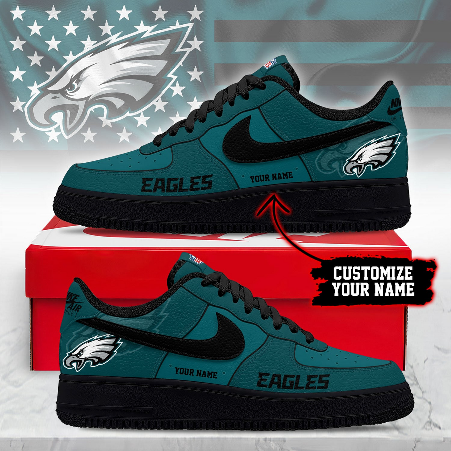 PE Premium NFL Custom AF1 Shoes DDT CTND