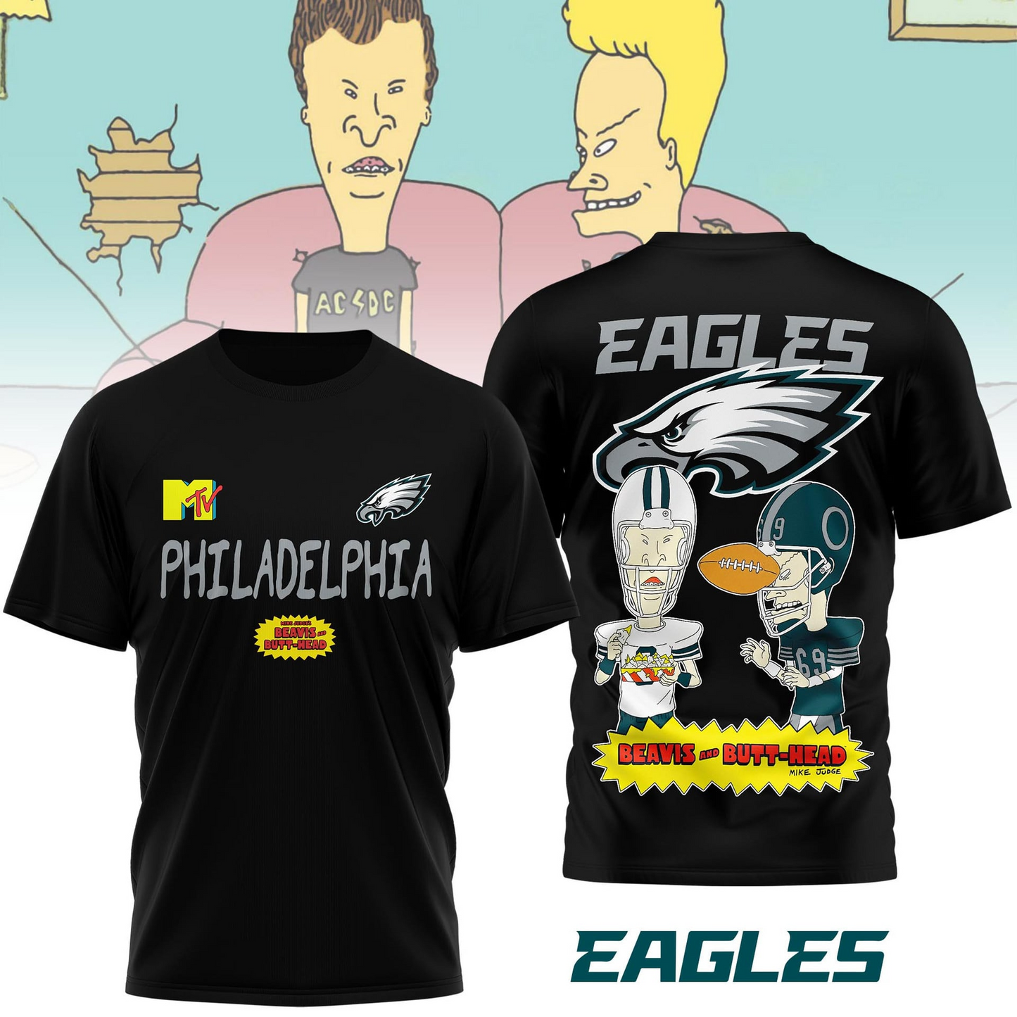 PE Premium NFL Funny Beavis and Butt-Head Shirt DDT NTL