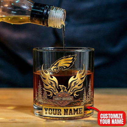 PE Premium NFL Motorcycle Personalized Whiskey Glass DDT NTL