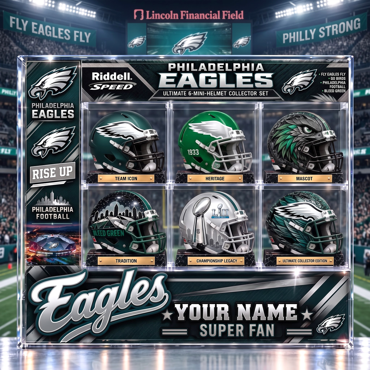 PE x Custom NFL Team Riddell Speed Ultimate 6-Mini-Helmet Collector Set