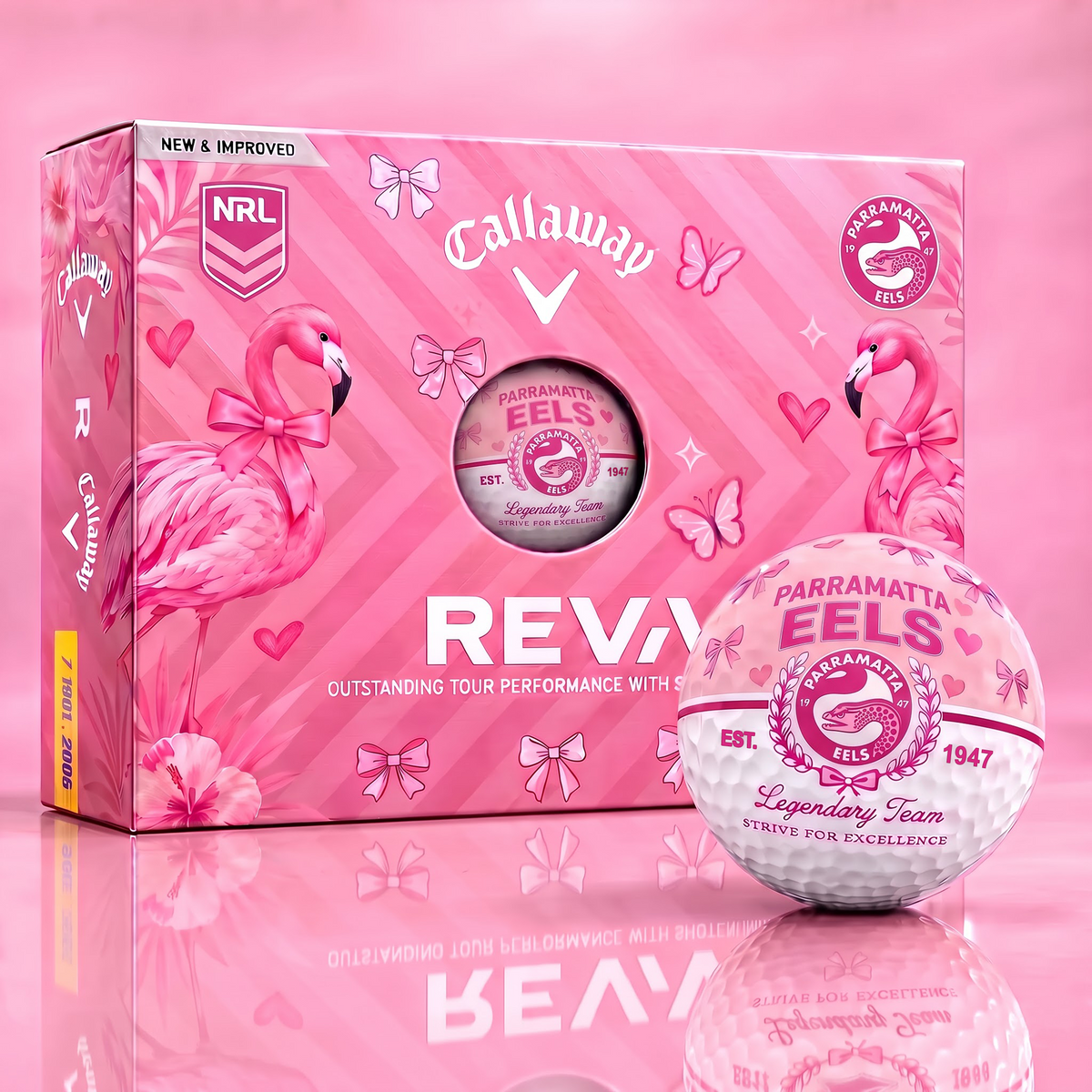 PE x Custom NRL Pink Coquette Ladies Golf Balls
