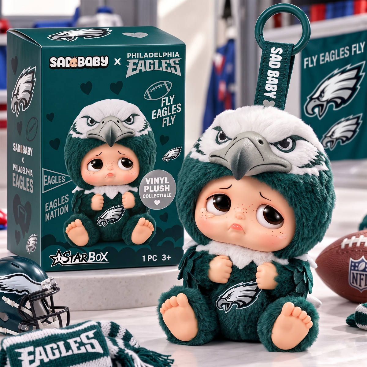PE x NFL Sad Baby Custom Vinyl Plush Keychain