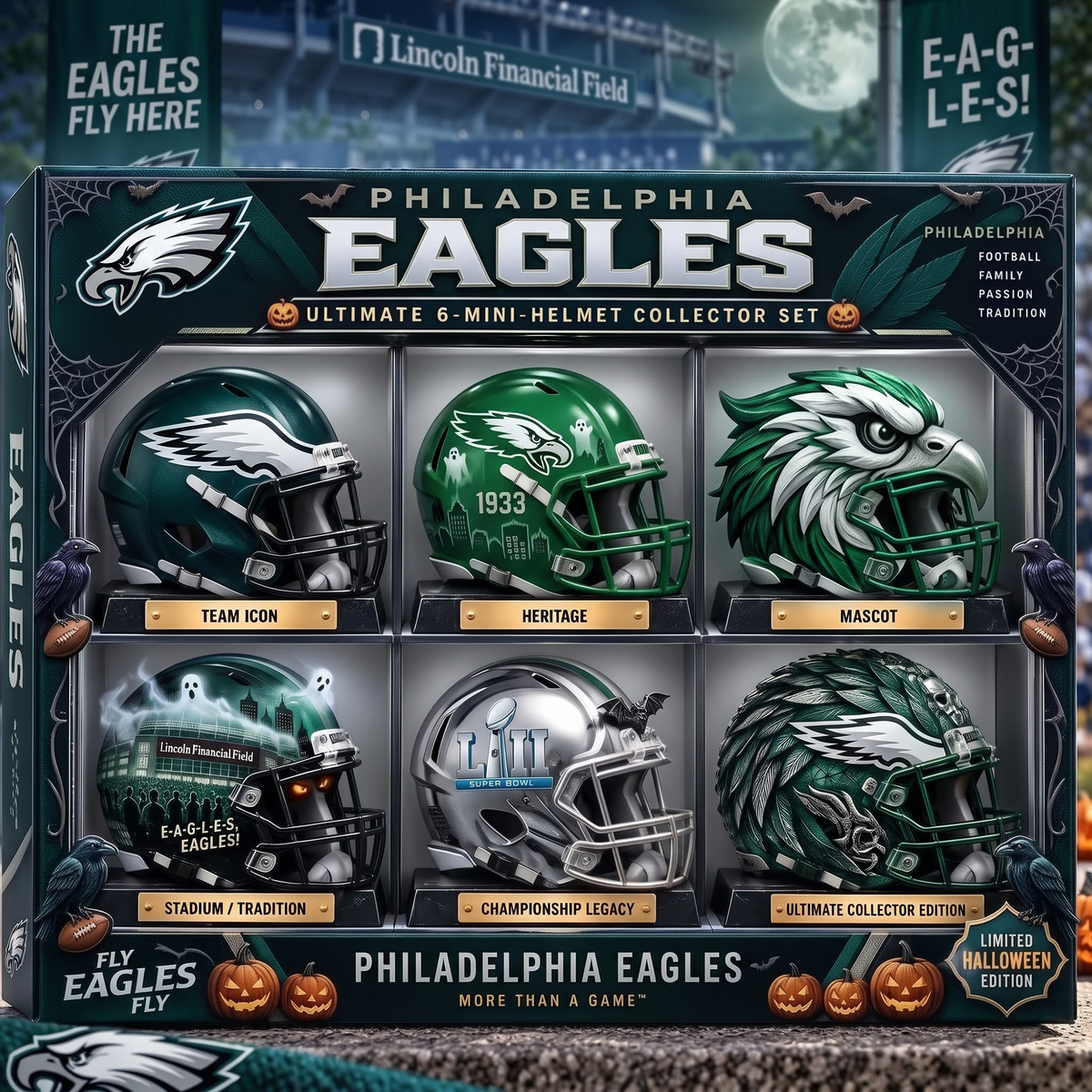 PE x NFL Ultimate 6-Mini-Helmet Collector Set - Limited Halloween Edition